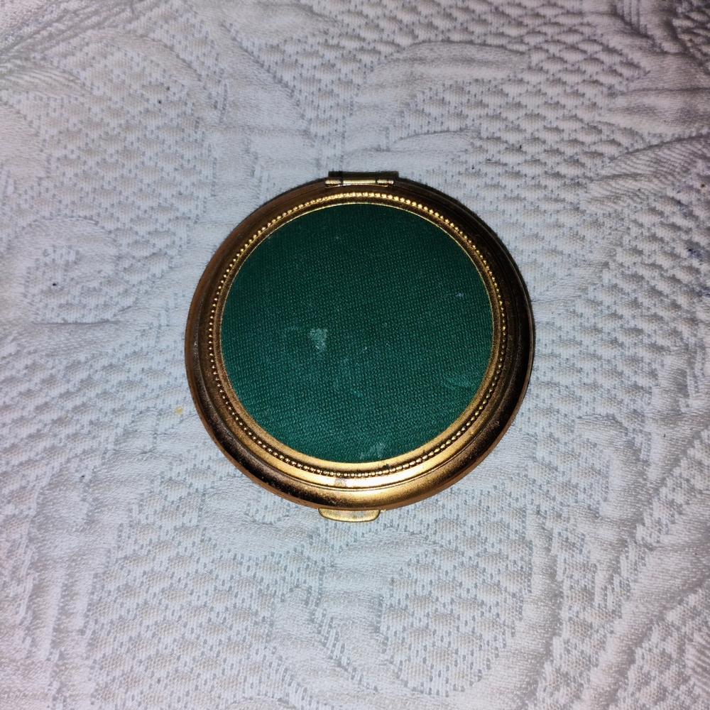 Vintage Gold and Green Compact Mirror